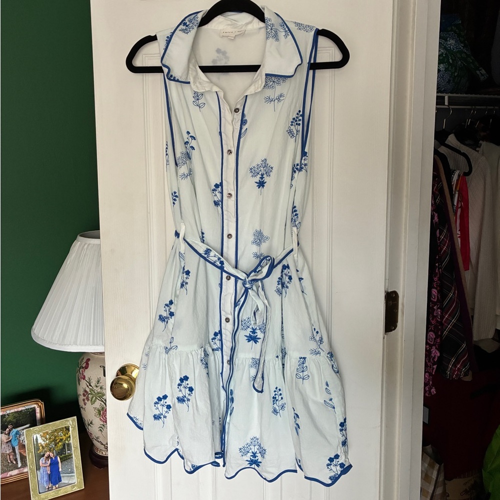 Entro Blue Floral Button-Down Mini Dress